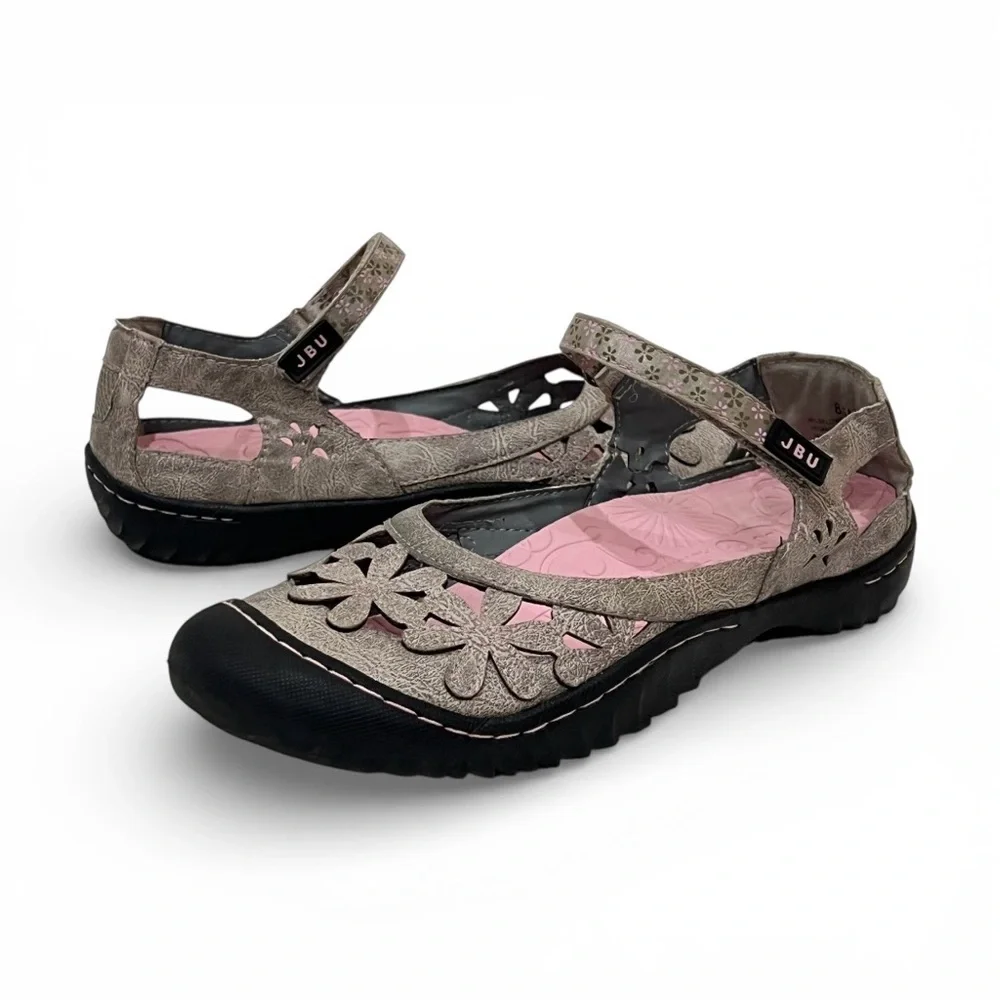 JBU by Jambu Grey Taupe Wildflower Mary Jane Casual Shoes Size 8.5 - Picture 14 of 14